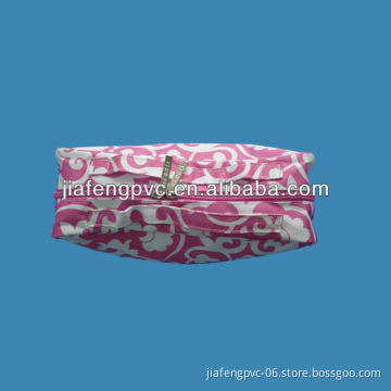 Pink fabric promotional cosmetic packaging bag with zipper top